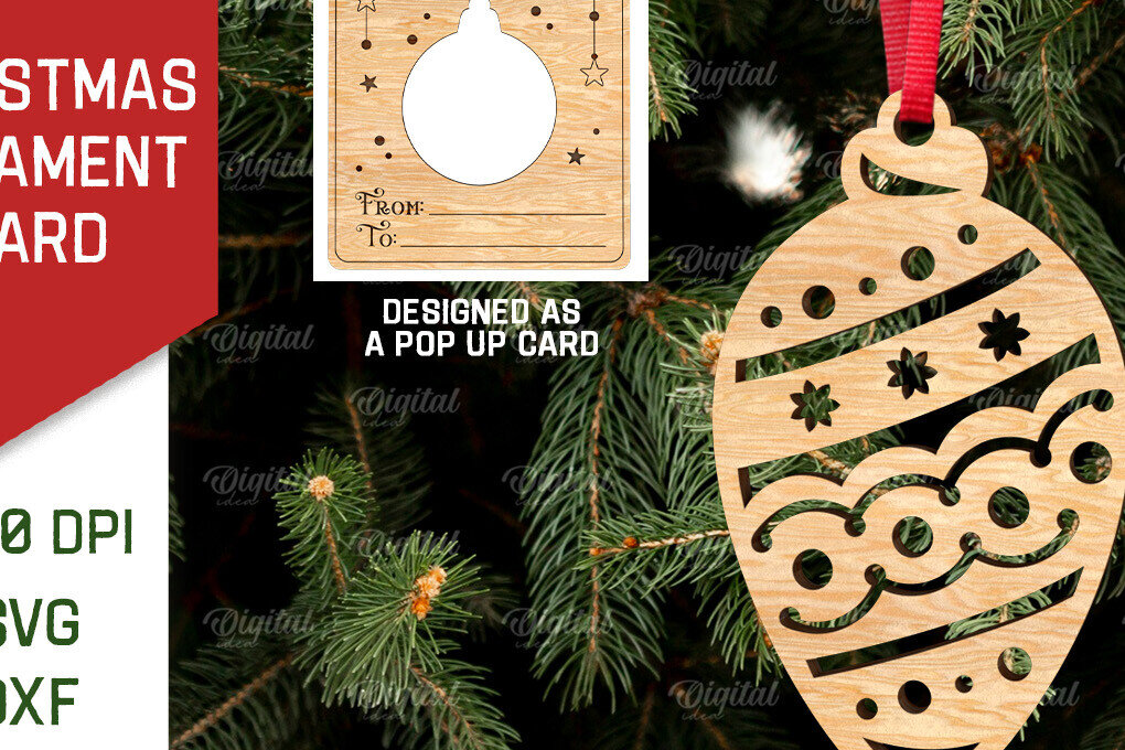 Σετ των 2 Intra απο ξύλο plywood 3mm-4mm πάχος – Χριστουγεννιάτικο στολίδι με λέιζερ. Αναδυόμενη κάρτα Δίασταση  20x20 cm INTRAFABR-107177230