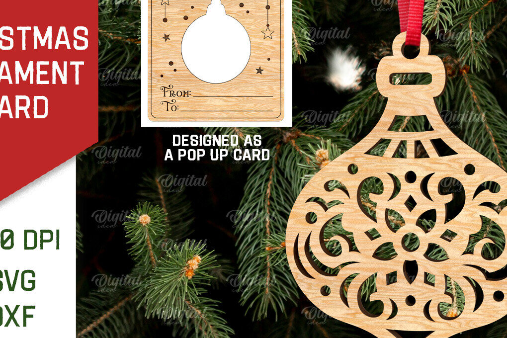 Σετ των 2 Intra απο ξύλο plywood 3mm-4mm πάχος – Χριστουγεννιάτικο στολίδι με λέιζερ. Αναδυόμενη κάρτα Δίασταση  20x20 cm INTRAFABR-107176982