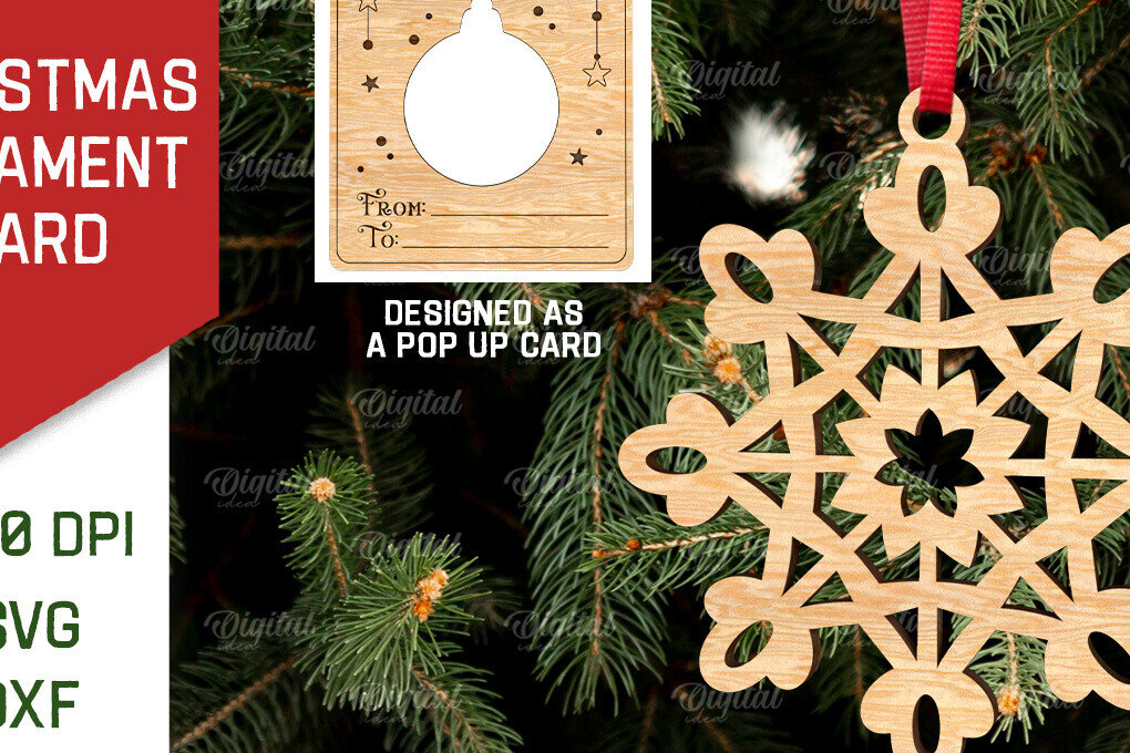 Σετ των 2 Intra απο ξύλο plywood 3mm-4mm πάχος – Χριστουγεννιάτικο στολίδι με λέιζερ. Αναδυόμενη κάρτα Δίασταση  20x20 cm INTRAFABR-107177051