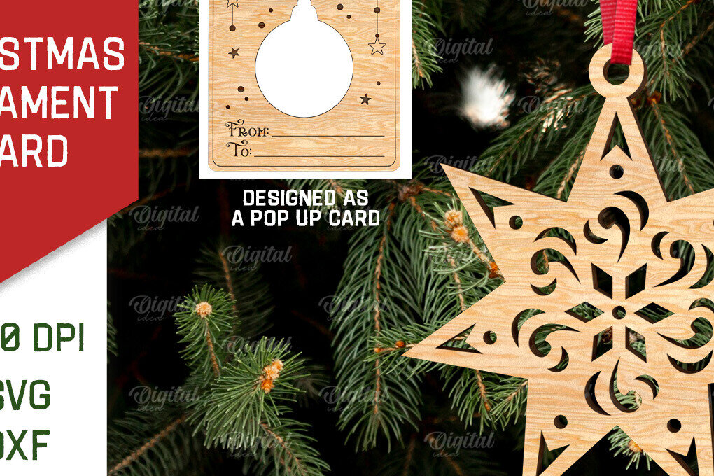 Σετ των 2 Intra απο ξύλο plywood 3mm-4mm πάχος – Χριστουγεννιάτικο στολίδι με λέιζερ. Αναδυόμενη κάρτα Δίασταση  20x20 cm INTRAFABR-107177079