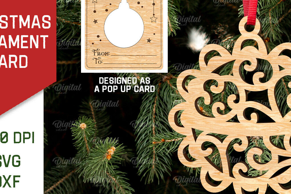 Σετ των 2 Intra απο ξύλο plywood 3mm-4mm πάχος – Χριστουγεννιάτικο στολίδι με λέιζερ. Αναδυόμενη κάρτα Δίασταση  20x20 cm INTRAFABR-107177128