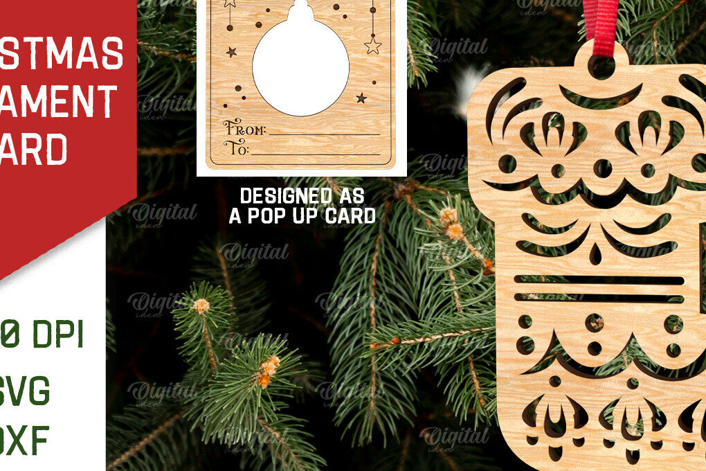 Σετ των 2 Intra απο ξύλο plywood 3mm-4mm πάχος – Χριστουγεννιάτικο στολίδι με λέιζερ. Αναδυόμενη κάρτα Δίασταση  20x20 cm INTRAFABR-107177157