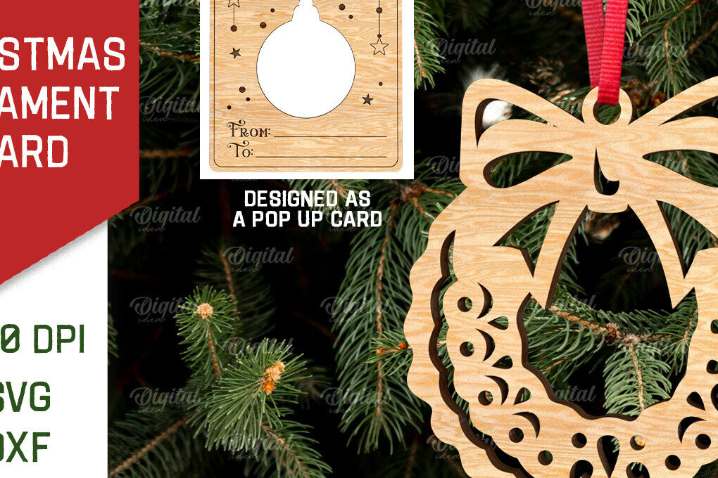 Σετ των 2 Intra απο ξύλο plywood 3mm-4mm πάχος – Χριστουγεννιάτικο στολίδι με λέιζερ. Αναδυόμενη κάρτα Δίασταση  20x20 cm INTRAFABR-107177195