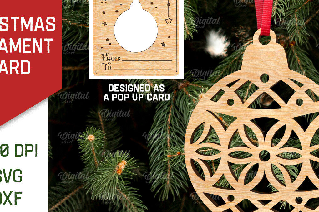 Σετ των 2 Intra απο ξύλο plywood 3mm-4mm πάχος – Χριστουγεννιάτικο στολίδι με λέιζερ. Αναδυόμενη κάρτα Δίασταση  20x20 cm INTRAFABR-107176920