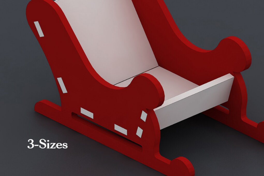 Σετ των 2 Intra απο ξύλο plywood 3mm-4mm πάχος – Πρότυπο Xmas Sleigh Laser 022 Δίασταση  20x20 cm INTRAFABR-117602165