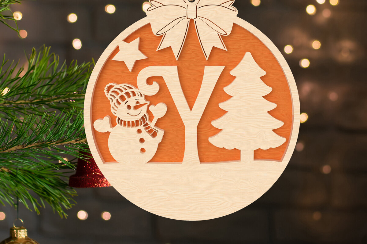 Σετ των 2 Intra απο ξύλο plywood 3mm-4mm πάχος – Y Αρχικό Χριστουγεννιάτικο Στολίδι Δίασταση  20x20 cm INTRAFABR-107430753