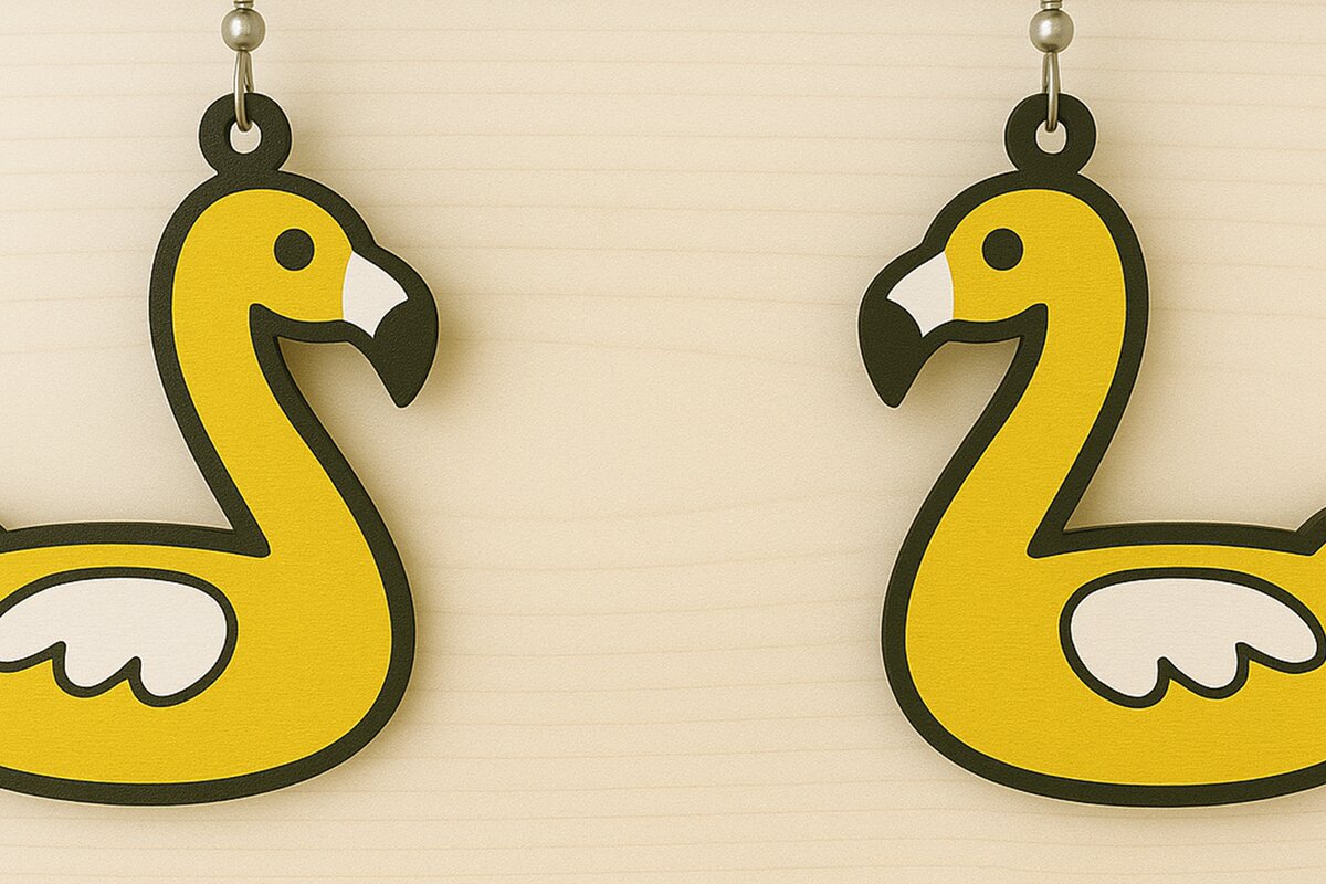 Σετ των 3 Intra απο ξύλο plywood 3mm-4mm πάχος – Κίτρινα Duck Float σκουλαρίκια Δίασταση  5x5 cm INTRAFABR-123080686