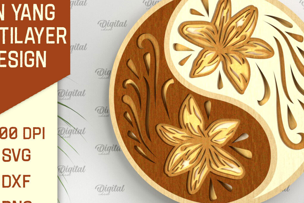 Σετ των 2 Intra απο ξύλο plywood 3mm-4mm πάχος – YIN YANG Πολυστρωματική Δίασταση  20x20 cm INTRAFABR-94251911