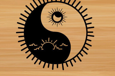 Intra απο ξύλο plywood 3mm-4mm πάχος – Yin Yang Moon Sun Laser Τέχνη τοίχου Δίασταση  40x30 cm INTRAFABR-68209736