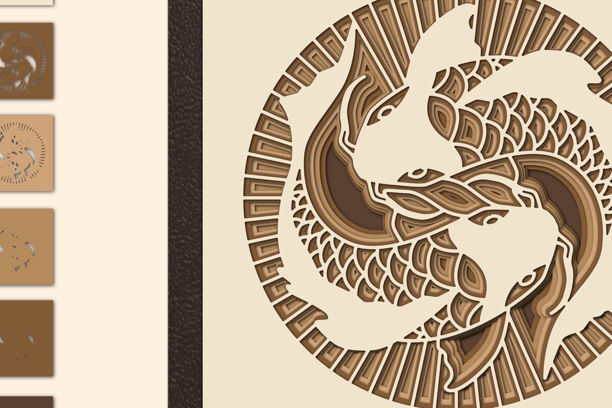 Σετ των 2 Intra απο ξύλο plywood 3mm-4mm πάχος – YingYang, Multilayer Δίασταση  20x20 cm INTRAFABR-8598322