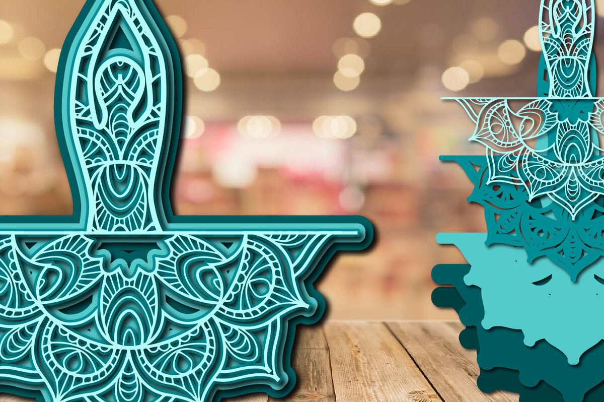 Σετ των 2 Intra απο ξύλο plywood 3mm-4mm πάχος – Yoga Mandala 3D Layer Cut Laser Δίασταση  20x20 cm INTRAFABR-23134070