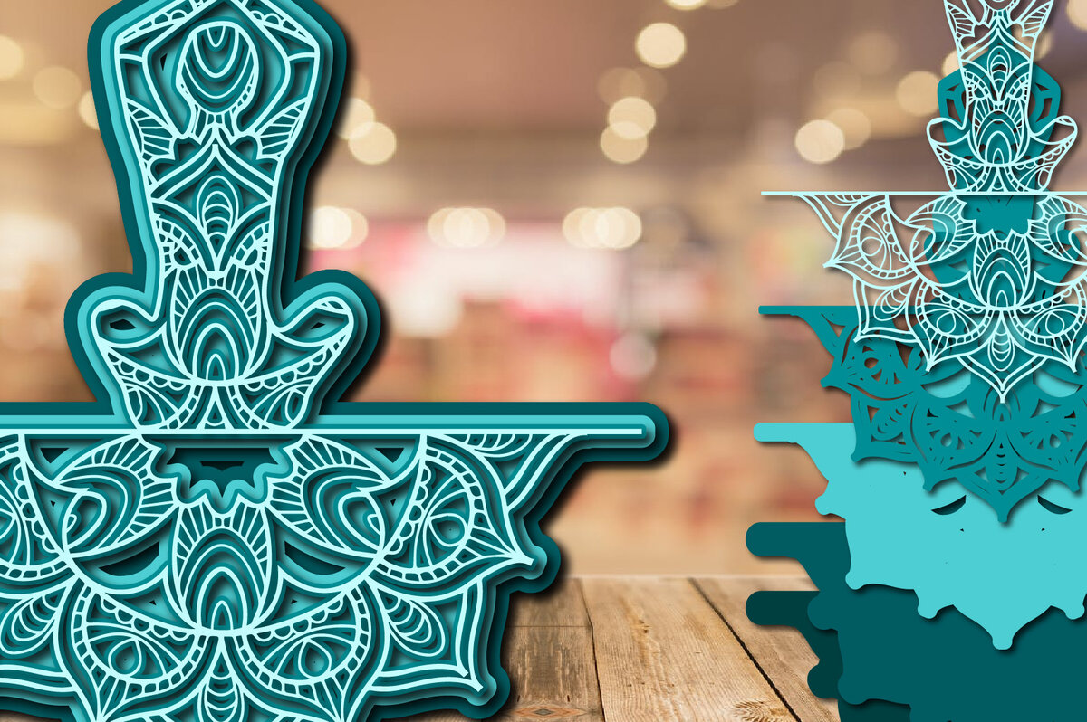 Σετ των 2 Intra απο ξύλο plywood 3mm-4mm πάχος – Yoga Mandala 3D Layer Cut Laser Δίασταση  20x20 cm INTRAFABR-23134077