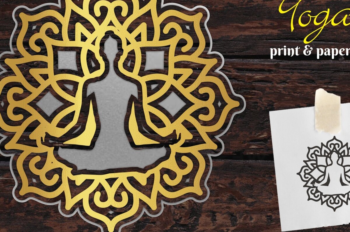 Σετ των 2 Intra απο ξύλο plywood 3mm-4mm πάχος – Yoga Mandala 3D Layered #1 Δίασταση  20x20 cm INTRAFABR-14670127