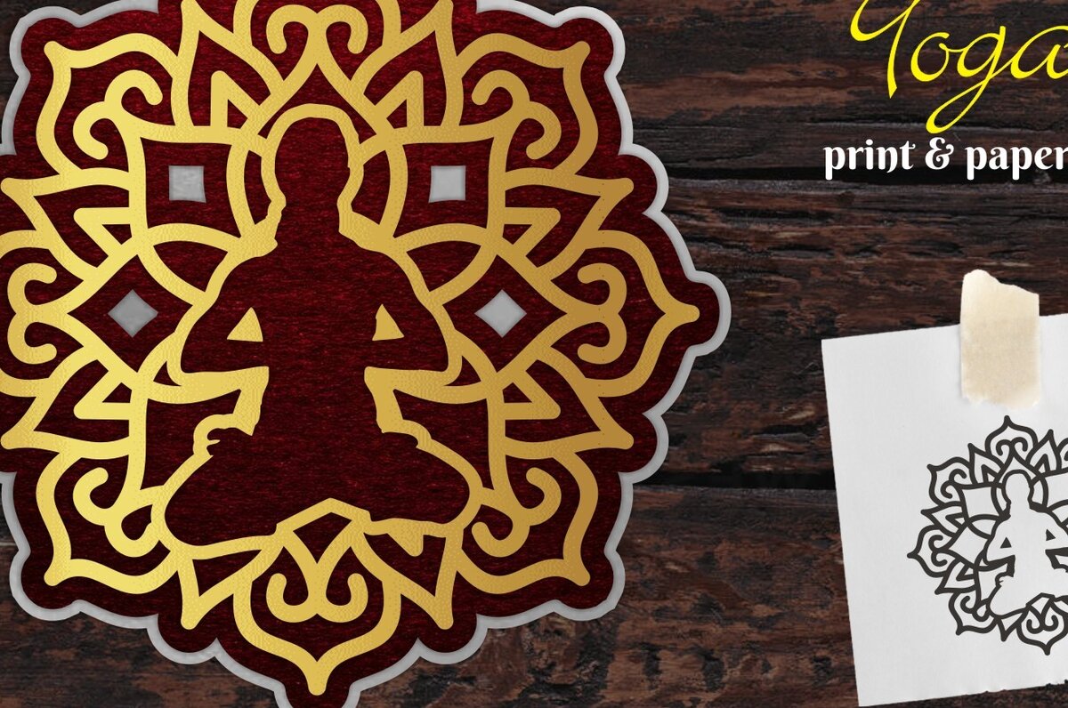 Σετ των 2 Intra απο ξύλο plywood 3mm-4mm πάχος – Yoga Mandala 3D Layered #2 Δίασταση  20x20 cm INTRAFABR-14685195