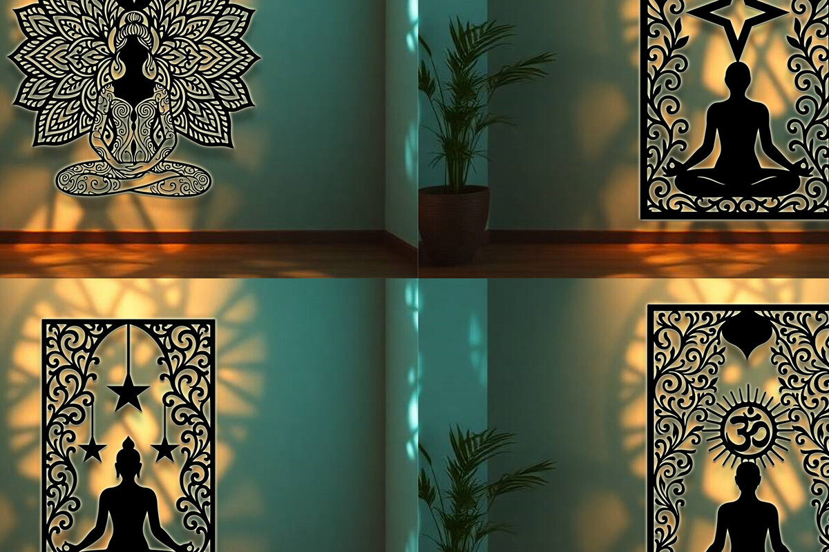 Σετ των 2 Intra απο ξύλο plywood 3mm-4mm πάχος – Πακέτο Art Wall Art Sign Sign Yoga Δίασταση  40x30 cm INTRAFABR-124957355