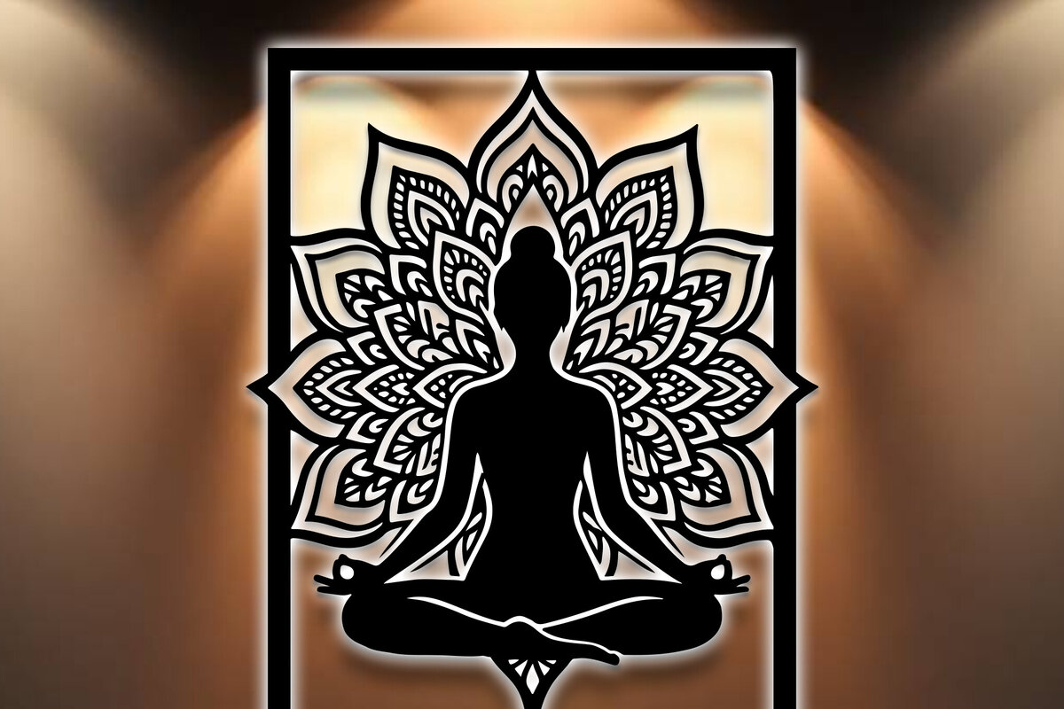 Σετ των 2 Intra απο ξύλο plywood 3mm-4mm πάχος – Yoga Sign Decor Wall Δίασταση  40x30 cm INTRAFABR-124624722