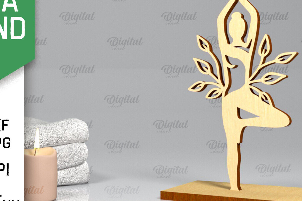 Σετ των 2 Intra απο ξύλο plywood 3mm-4mm πάχος – Yoga Stand Decor Yoga Pose Δίασταση  20x20 cm INTRAFABR-97300422