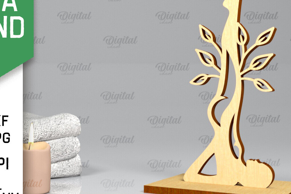 Σετ των 2 Intra απο ξύλο plywood 3mm-4mm πάχος – Yoga Stand Decor Yoga Pose Δίασταση  20x20 cm INTRAFABR-97300469