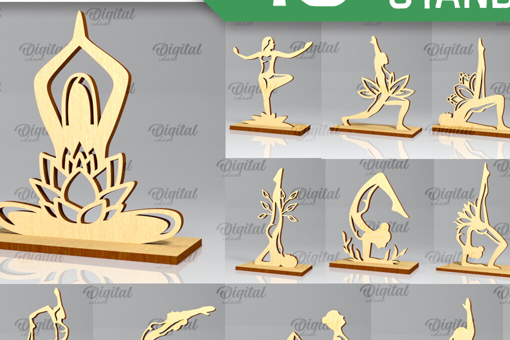 Σετ των 2 Intra απο ξύλο plywood 3mm-4mm πάχος – Yoga Stand Decor Yoga Pose Δίασταση  20x20 cm INTRAFABR-97300657
