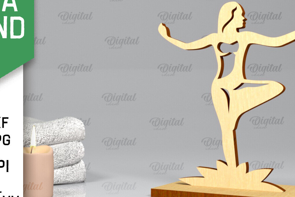 Σετ των 2 Intra απο ξύλο plywood 3mm-4mm πάχος – Yoga Stand Decor Yoga Pose Δίασταση  20x20 cm INTRAFABR-97173565