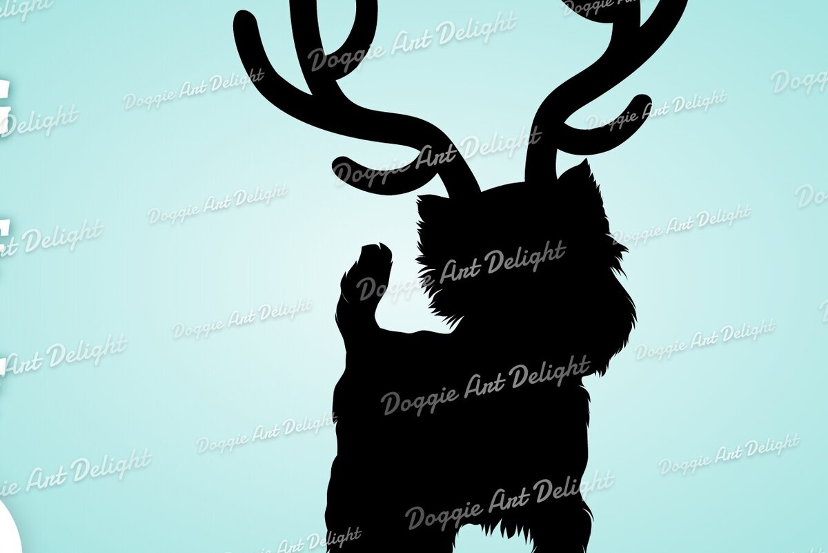 Σετ των 2 Intra απο ξύλο plywood 3mm-4mm πάχος – Yorkie Christmas Dog Reindeer Png Δίασταση  20x20 cm INTRAFABR-82919272