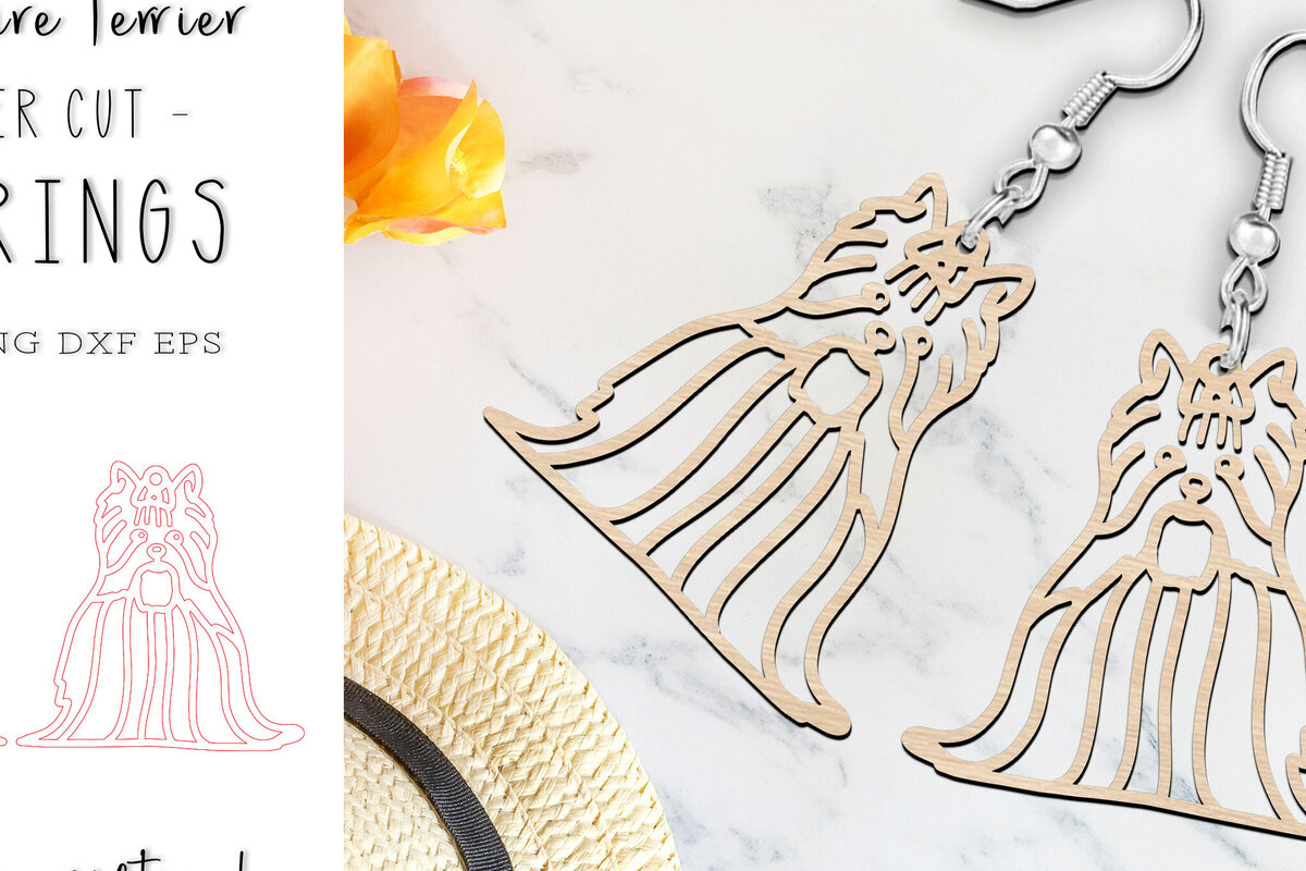 Σετ των 3 Intra απο ξύλο plywood 3mm-4mm πάχος – Yorkshire Terrier σκουλαρίκια σκυλιών με λέιζερ Δίασταση  5x5 cm INTRAFABR-119311106