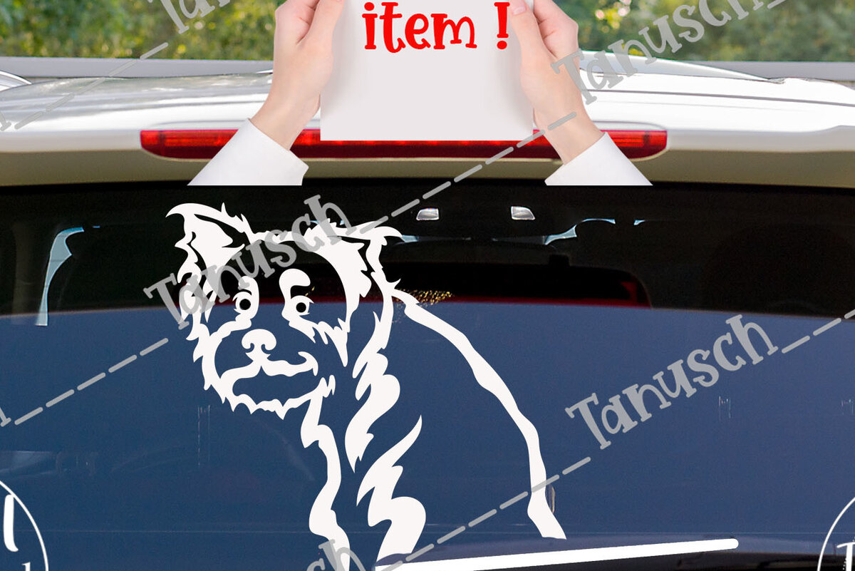 Σετ των 2 Intra απο ξύλο plywood 3mm-4mm πάχος – Παράθυρο αυτοκινήτου Yorky Wagging Tail Δίασταση  20x20 cm INTRAFABR-68304580