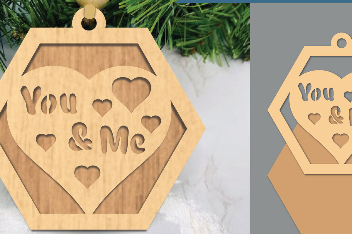 Σετ των 2 Intra απο ξύλο plywood 3mm-4mm πάχος – You and Me Ornament Δίασταση  20x20 cm INTRAFABR-105469628