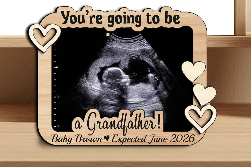 Σετ των 2 Intra απο ξύλο plywood 3mm-4mm πάχος – Θα γίνεις παππούς Baby Δίασταση  20x20 cm INTRAFABR-123433471