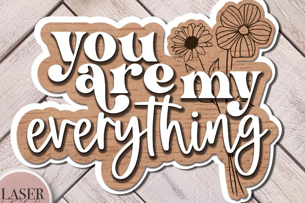 Σετ των 2 Intra απο ξύλο plywood 3mm-4mm πάχος – You Are My Everything Δίασταση  20x20 cm INTRAFABR-71541106