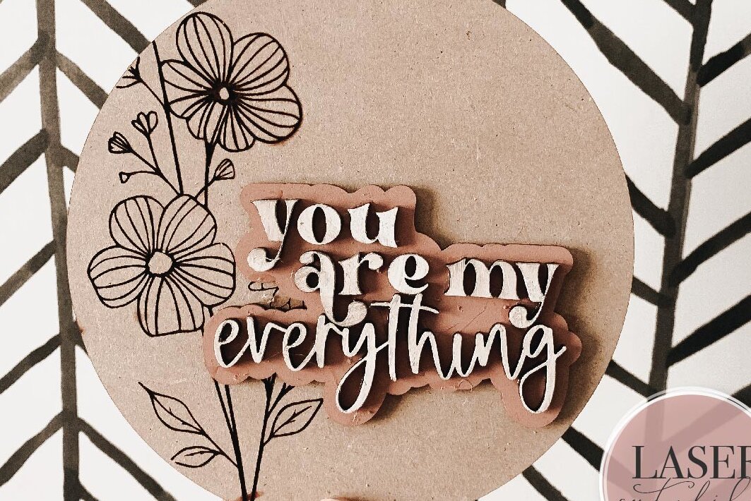 Σετ των 2 Intra απο ξύλο plywood 3mm-4mm πάχος – You Are My Everything Δίασταση  20x20 cm INTRAFABR-75321119