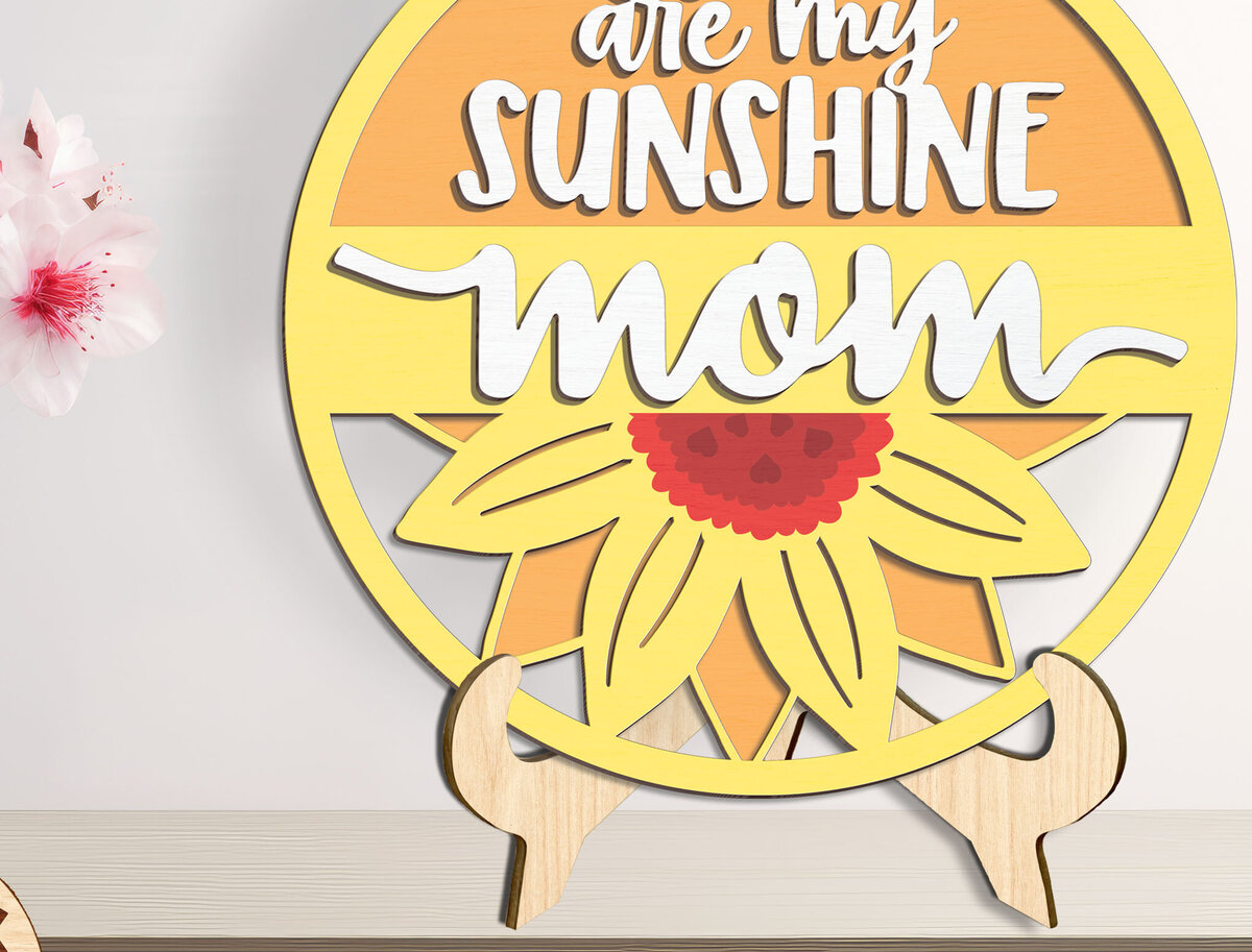 Σετ των 2 Intra απο ξύλο plywood 3mm-4mm πάχος – You Are My Sunflower Mom - Break Jhon Δίασταση  20x20 cm INTRAFABR-93162195
