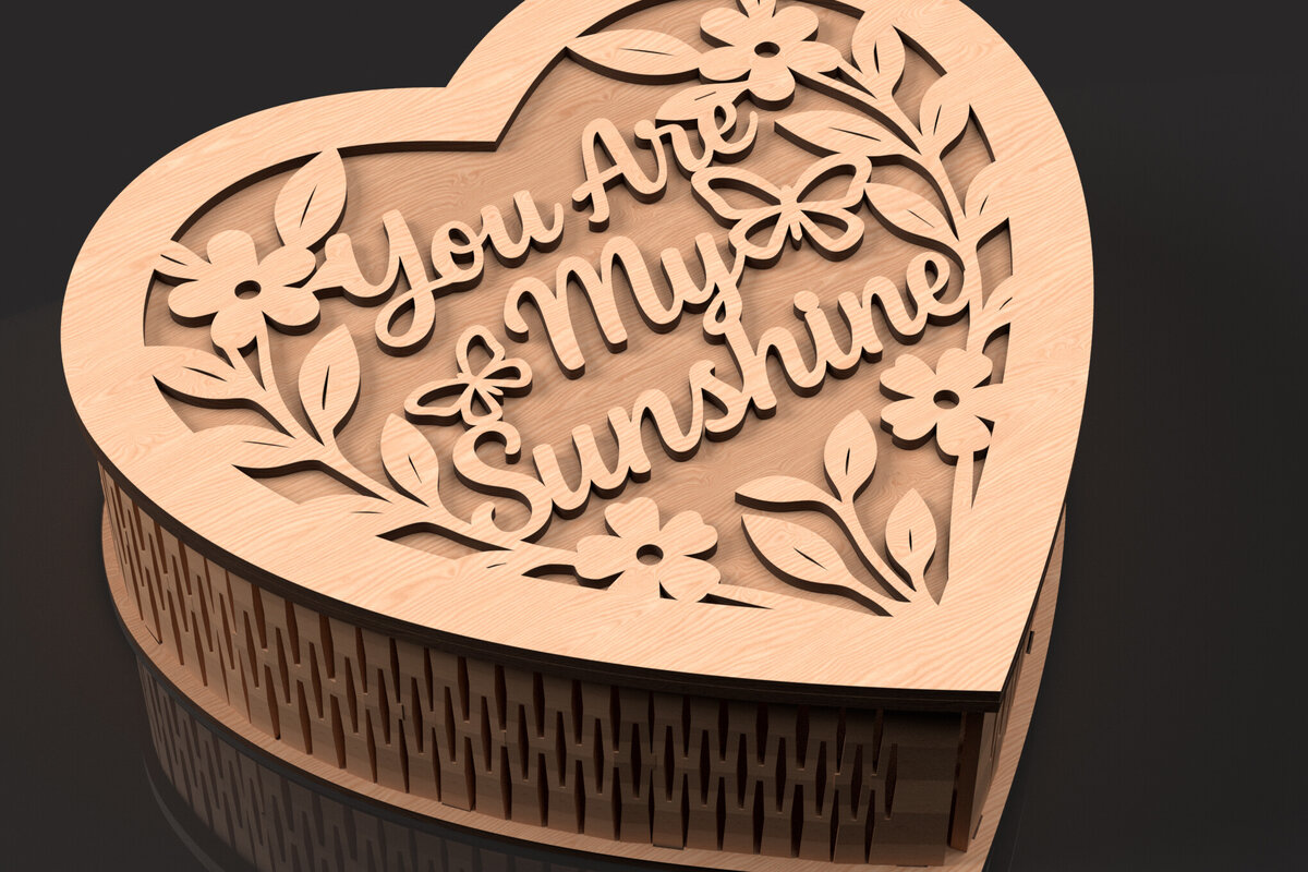 Σετ των 2 Intra απο ξύλο plywood 3mm-4mm πάχος – You Are My Sunshine Box Δίασταση  20x20 cm INTRAFABR-119716350