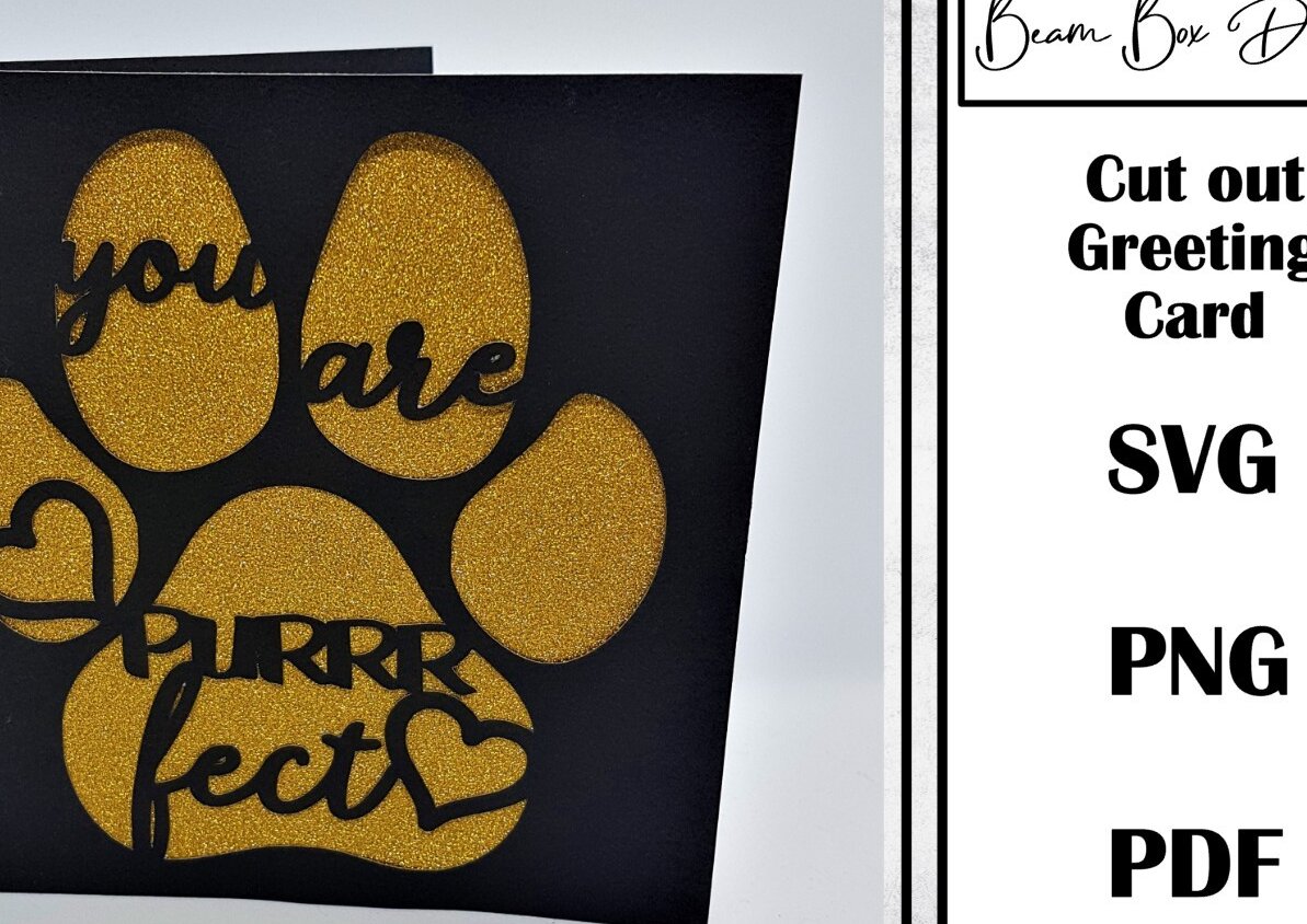 Σετ των 2 Intra απο ξύλο plywood 3mm-4mm πάχος – You are Purrrfect Cut out Card Template Δίασταση  20x20 cm INTRAFABR-24532956