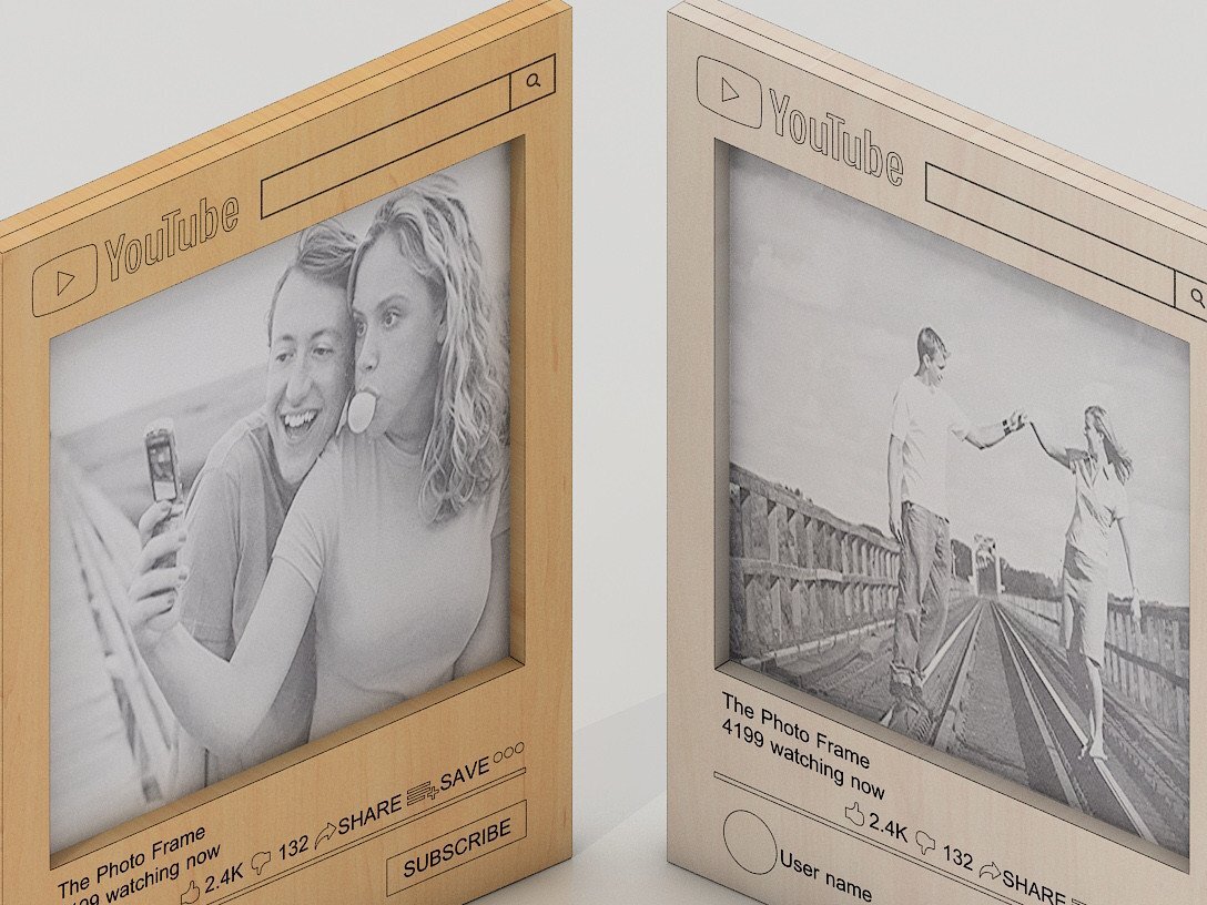 Σετ των 2 Intra απο ξύλο plywood 3mm-4mm πάχος – Προσαρμόσιμο πλαίσιο Youtube Social Media Δίασταση  20x20 cm INTRAFABR-40159163