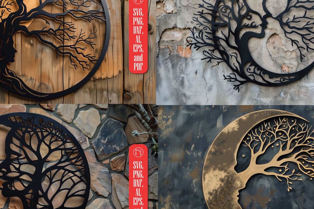 Σετ των 2 Intra απο ξύλο plywood 3mm-4mm πάχος – ΠακέτοYstical Moon Δίασταση  20x20 cm INTRAFABR-91149350