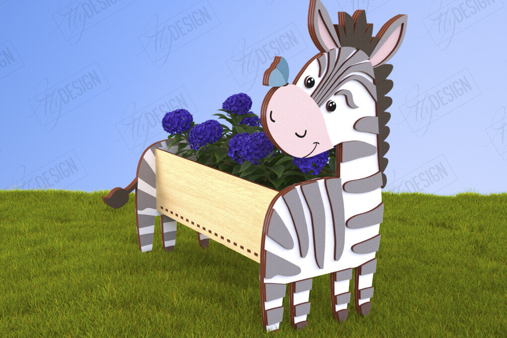 Σετ των 2 Intra απο ξύλο plywood 3mm-4mm πάχος – Ζέβρα Flower Stand Κοπή λέιζερ | Κήπος Δίασταση  20x20 cm INTRAFABR-120427622