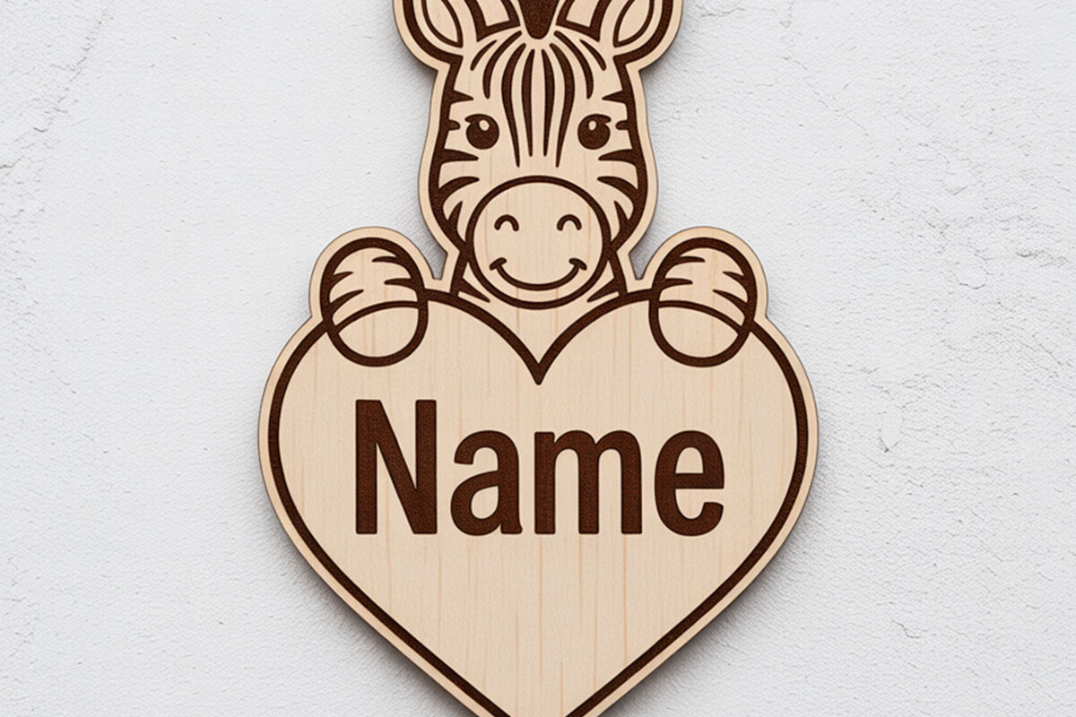 Σετ των 3 Intra απο ξύλο plywood 3mm-4mm πάχος – Zebra Heart Name Keychain Δίασταση  5x5 cm INTRAFABR-122895409