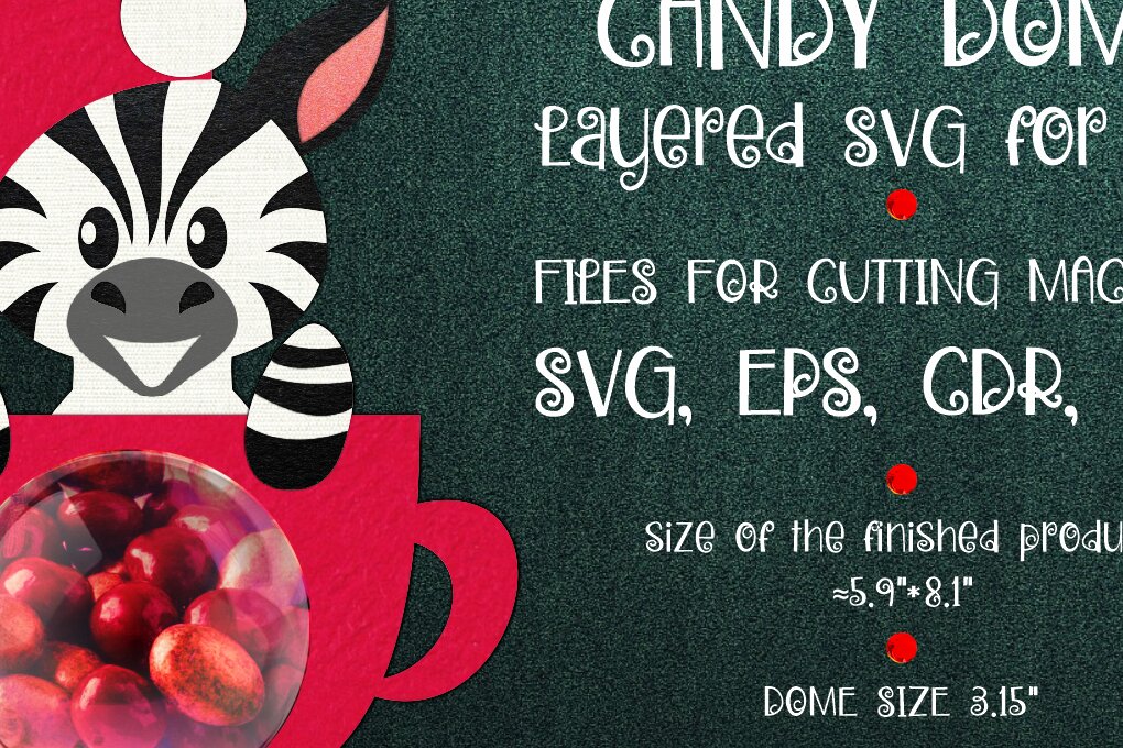 Σετ των 2 Intra απο ξύλο plywood 3mm-4mm πάχος – Zebra in a Cup | Christmas Candy Dome Δίασταση  20x20 cm INTRAFABR-85099756