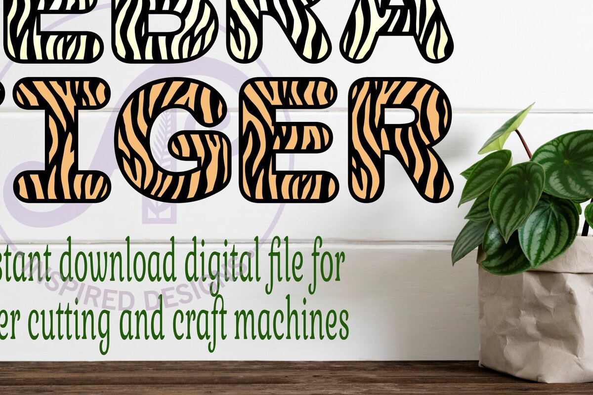 Σετ των 2 Intra απο ξύλο plywood 3mm-4mm πάχος – Αλφάβητο γραμμάτων εκτύπωσης Zebra ή Tiger Δίασταση  20x20 cm INTRAFABR-78144238