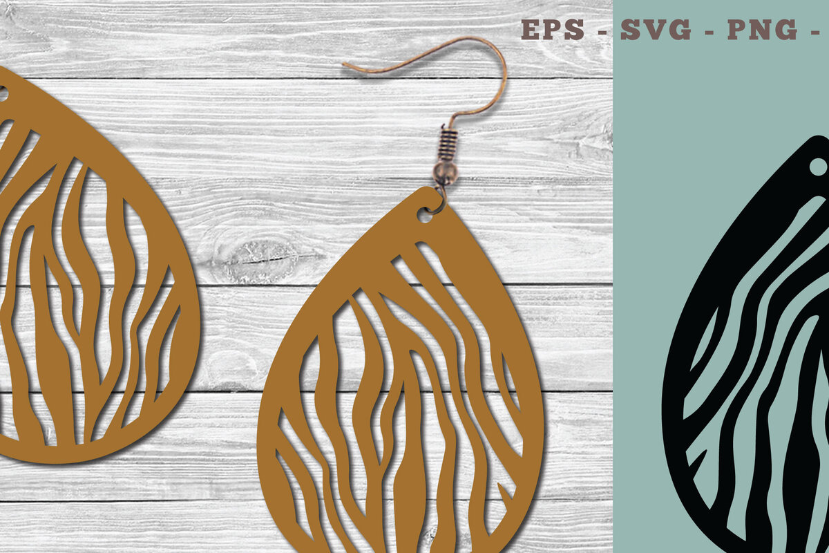 Σετ των 3 Intra απο ξύλο plywood 3mm-4mm πάχος – Σκουλαρίκια κοπής με λέιζερ Zebra Texture Δίασταση  5x5 cm INTRAFABR-103777379