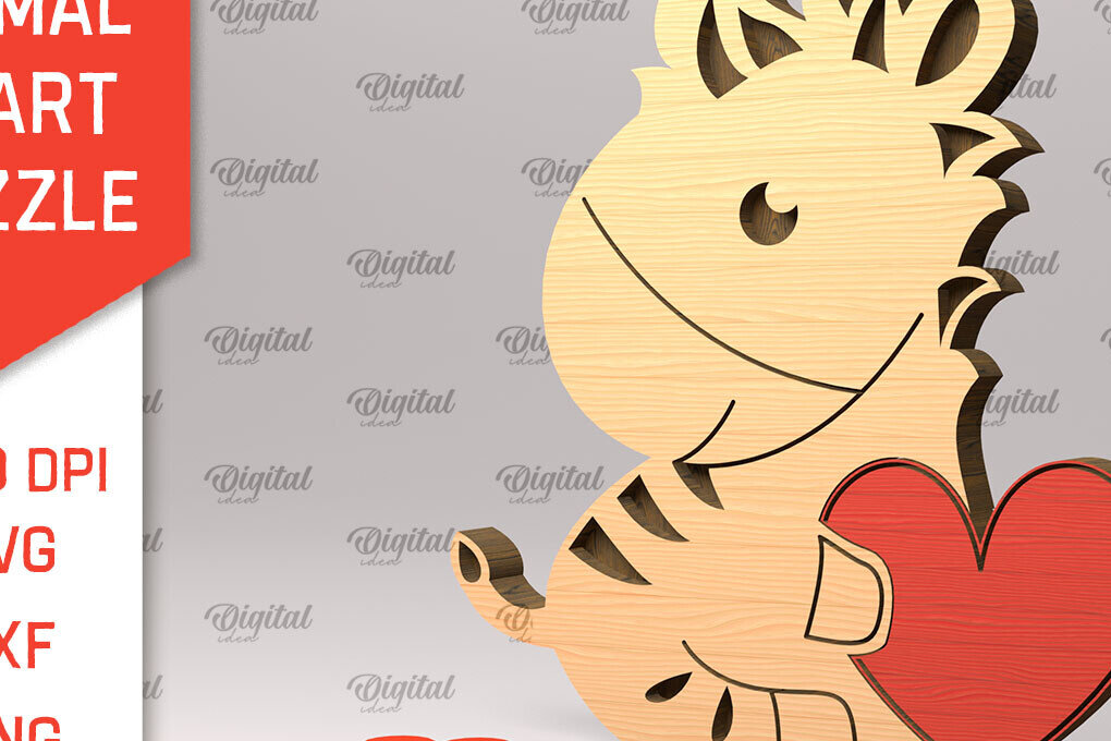 Σετ των 2 Intra απο ξύλο plywood 3mm-4mm πάχος – Ζέβρα Ξύλινο παζλ Δίασταση  20x20 cm INTRAFABR-97714978