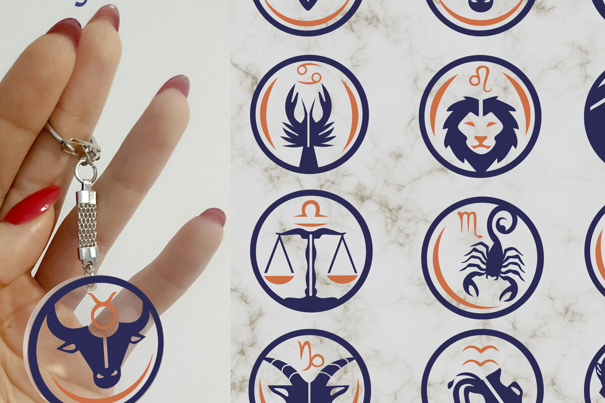 Σετ των 3 Intra απο ξύλο plywood 3mm-4mm πάχος – Zodiac Keychain Bundle Astrology Δίασταση  5x5 cm INTRAFABR-81814546