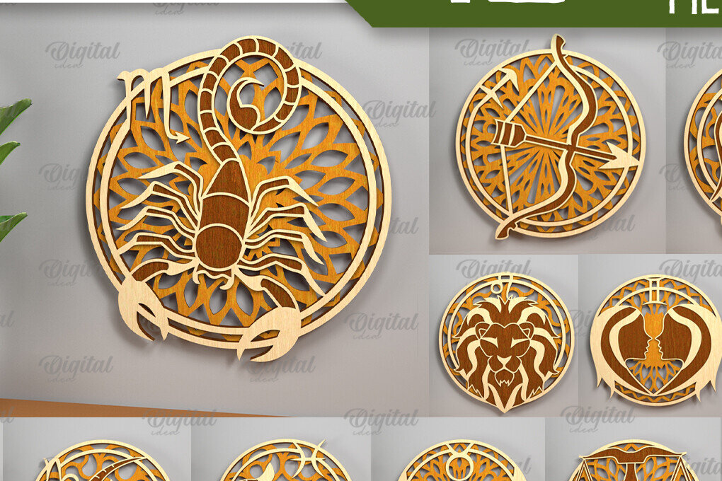 Intra απο ξύλο plywood 3mm-4mm πάχος – Δέσμη κοπής με λέιζερ ZODIAC. Διακόσμηση τοίχου Δίασταση  40x30 cm INTRAFABR-93643965