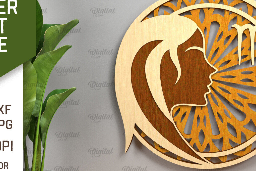 Σετ των 2 Intra απο ξύλο plywood 3mm-4mm πάχος – Αρχείο κοπής με λέιζερ ZODIAC. Ωροσκόπιο με στρώσεις Δίασταση  20x20 cm INTRAFABR-93642152