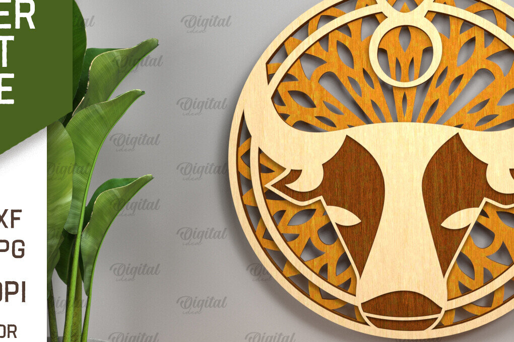 Σετ των 2 Intra απο ξύλο plywood 3mm-4mm πάχος – Αρχείο κοπής με λέιζερ ZODIAC. Ωροσκόπιο με στρώσεις Δίασταση  20x20 cm INTRAFABR-93641664