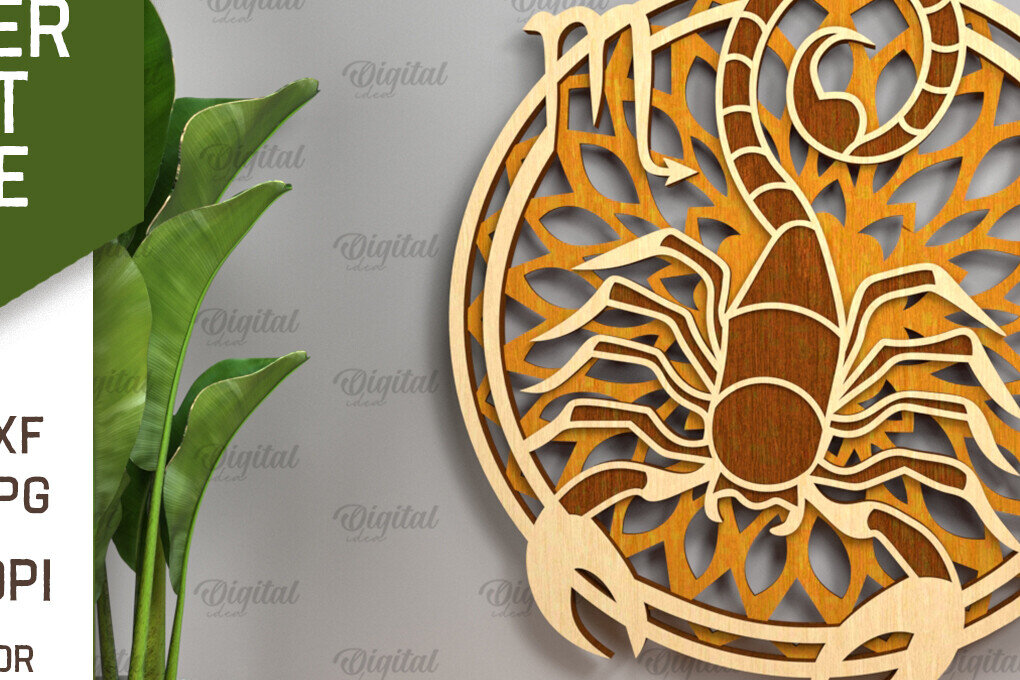 Σετ των 2 Intra απο ξύλο plywood 3mm-4mm πάχος – Αρχείο κοπής με λέιζερ ZODIAC. Ωροσκόπιο με στρώσεις Δίασταση  20x20 cm INTRAFABR-93641207