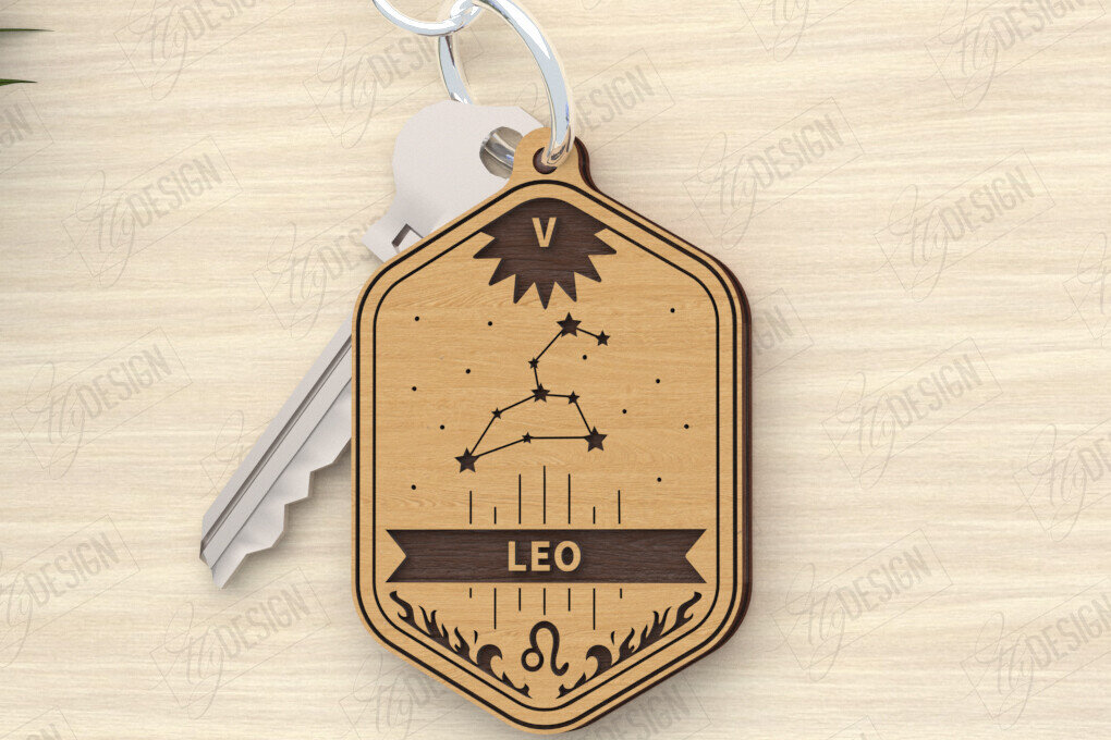 Intra απο ξύλο plywood 3mm-4mm πάχος – Μπρελόκ ζωδίου | Μπρελόκ Leo|CNC Δίασταση  5x5 cm INTRAFABR-119607254