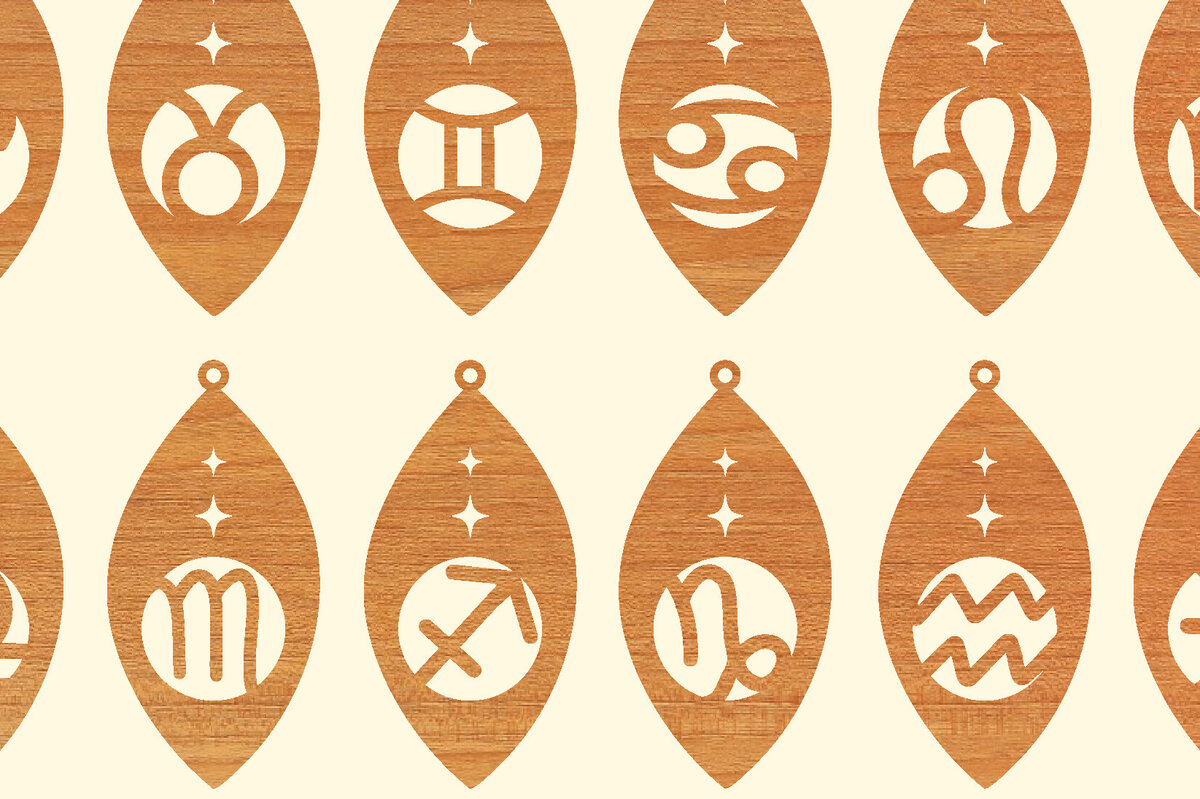 Σετ των 3 Intra απο ξύλο plywood 3mm-4mm πάχος – Ξύλινα σκουλαρίκια ζωδίου με λέιζερ Δίασταση  5x5 cm INTRAFABR-96955514