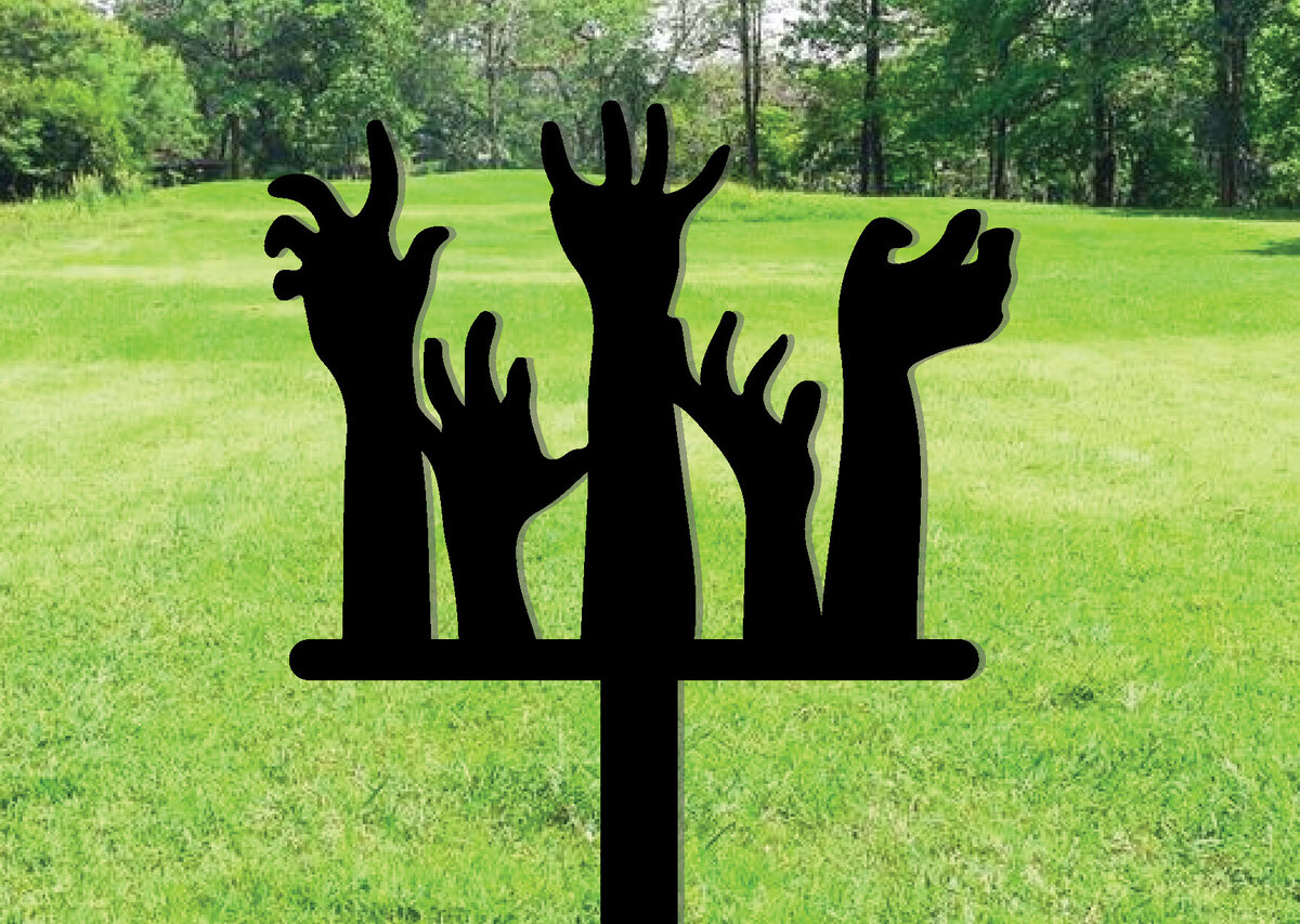 Σετ των 2 Intra απο ξύλο plywood 3mm-4mm πάχος – Zombie Hands Metal Garden Stakes Decor Δίασταση  20x20 cm INTRAFABR-101275479